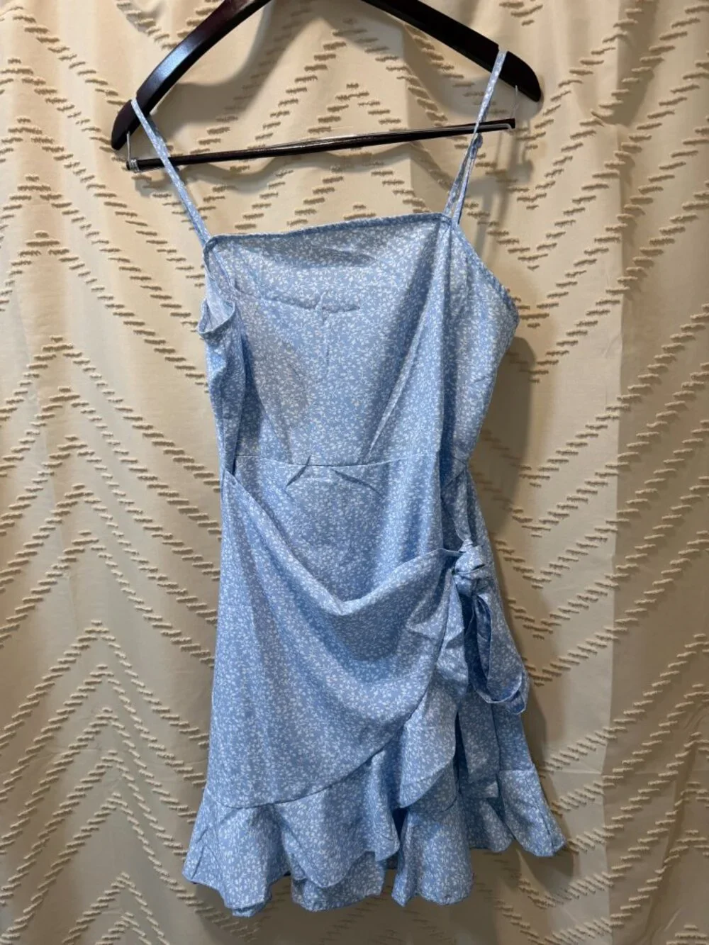 SHEIN Floral Wrap Dress Large Cottagecore Mini Boho Spring Summer - Picture 2 of 9